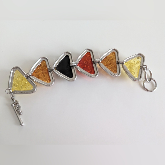 Confetti Lucite Statement bracelet | Faux Amber | Modern Costume | Runway - Picture 7 of 7